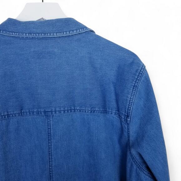 TALBOTS WOMAN Denim Shirt Blue 100% Cotton Double Breast Pocket - 18W - Picture 4 of 9